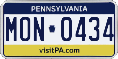 PA license plate MON0434