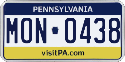 PA license plate MON0438