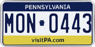 PA license plate MON0443