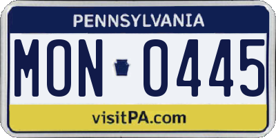 PA license plate MON0445