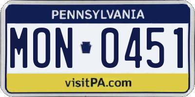 PA license plate MON0451