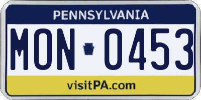 PA license plate MON0453