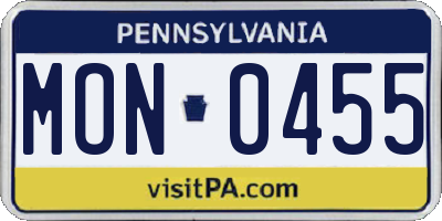 PA license plate MON0455