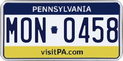 PA license plate MON0458