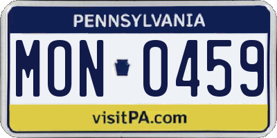 PA license plate MON0459