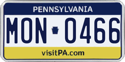 PA license plate MON0466