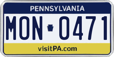 PA license plate MON0471