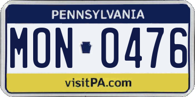 PA license plate MON0476