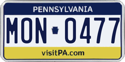 PA license plate MON0477