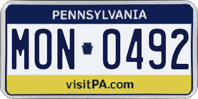 PA license plate MON0492
