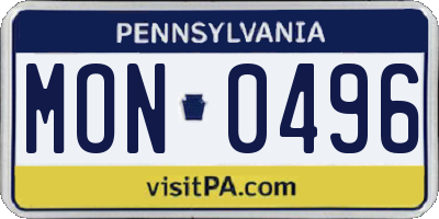 PA license plate MON0496