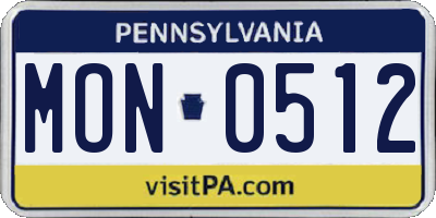 PA license plate MON0512