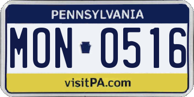 PA license plate MON0516