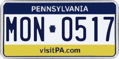 PA license plate MON0517
