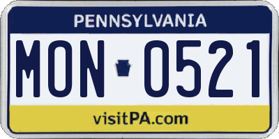 PA license plate MON0521