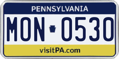 PA license plate MON0530