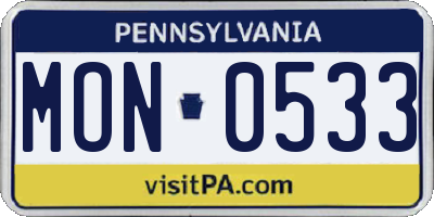 PA license plate MON0533