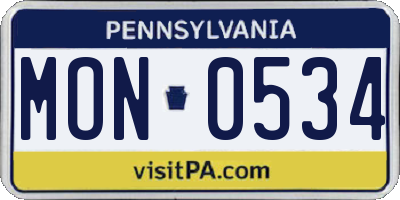PA license plate MON0534