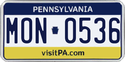 PA license plate MON0536