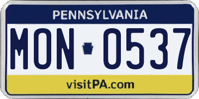 PA license plate MON0537