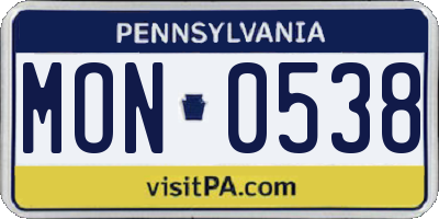 PA license plate MON0538