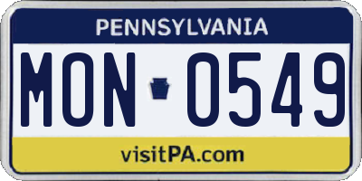 PA license plate MON0549