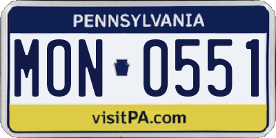 PA license plate MON0551