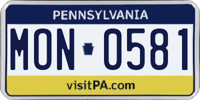 PA license plate MON0581