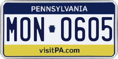 PA license plate MON0605