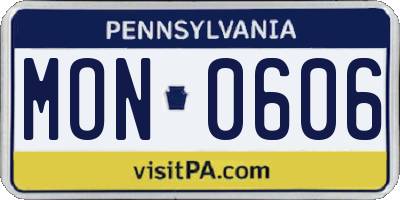 PA license plate MON0606