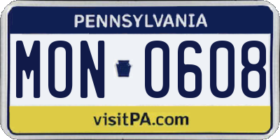PA license plate MON0608