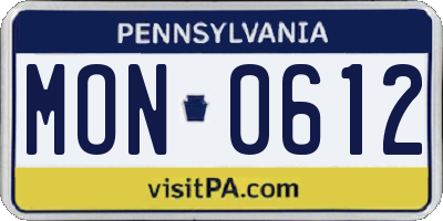 PA license plate MON0612
