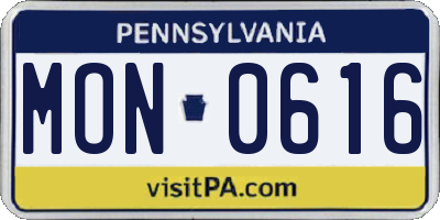PA license plate MON0616
