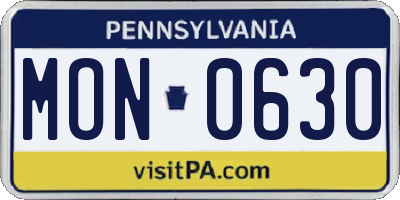 PA license plate MON0630