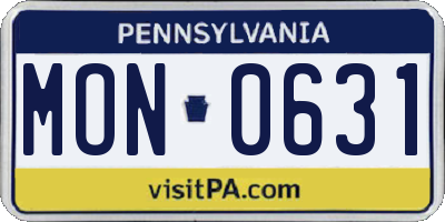 PA license plate MON0631