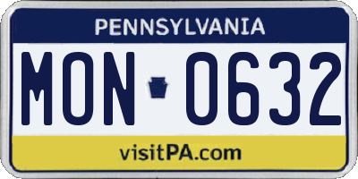 PA license plate MON0632