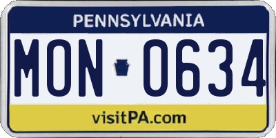 PA license plate MON0634