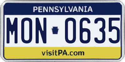 PA license plate MON0635