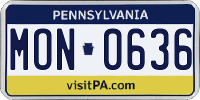 PA license plate MON0636