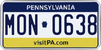 PA license plate MON0638