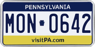 PA license plate MON0642