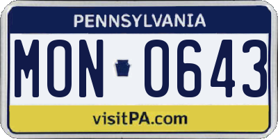 PA license plate MON0643