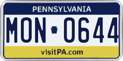 PA license plate MON0644