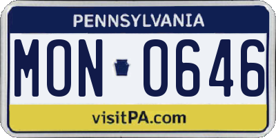 PA license plate MON0646