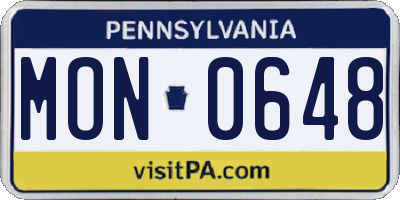 PA license plate MON0648