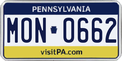 PA license plate MON0662