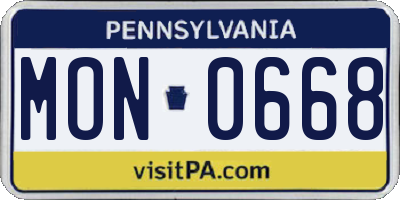 PA license plate MON0668