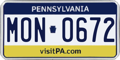 PA license plate MON0672