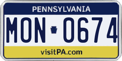PA license plate MON0674