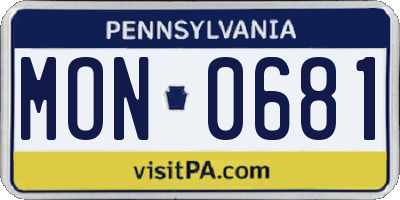 PA license plate MON0681